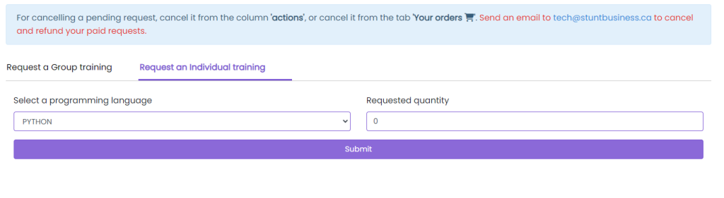 Dashboard Individual Training