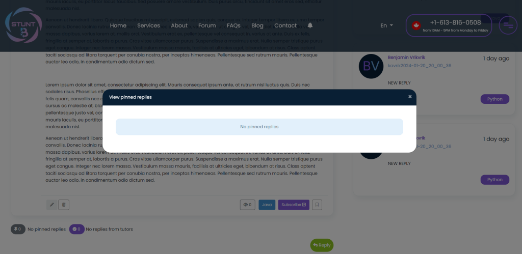 Forum No Pinned Replies