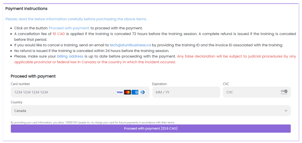 Proceed with payment