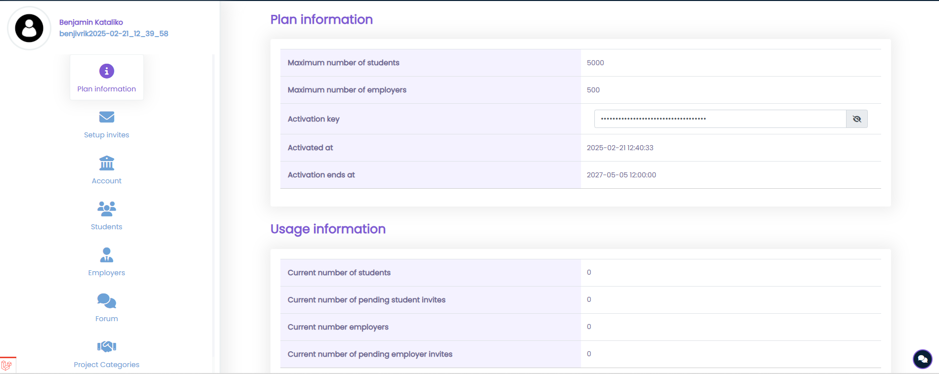 Dedicated admin panel